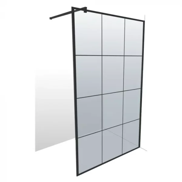 Shower Screen Mont Blanc Black 1200X2000x6mm Fixed/Freestanding