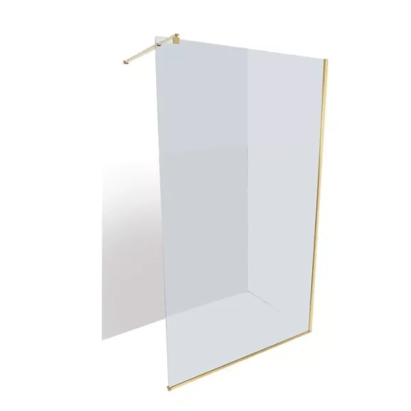 Shower Screen Amaro Gold 1200x2000 With Ext Arm 8mm Glass