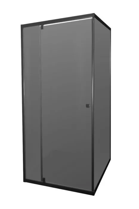 Shower Door Sicily Black Frame Pivot 900x900x1850 . Smoked Glass