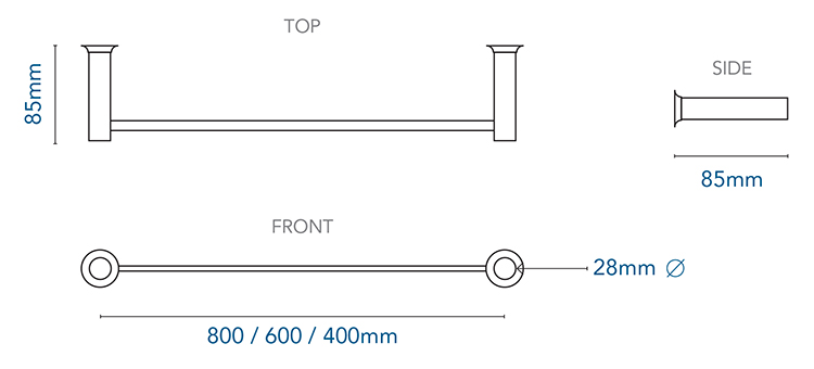 Stunning Allure Matt Black Single Towel Rail 400mm - Image 2