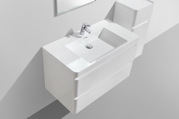 Clear Cube Milan 900 Basin And Cabinet Double Drawer - White Gloss - Image 3