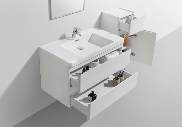 Clear Cube Milan 900 Basin And Cabinet Double Drawer - White Gloss - Image 2