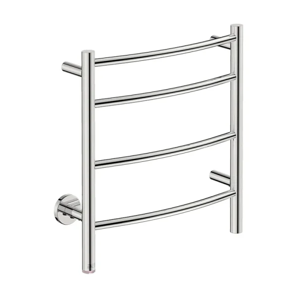Bathroom Butler Natural 4 Bar 500mm Curved Heated Towel Rail with PTSelect Switch