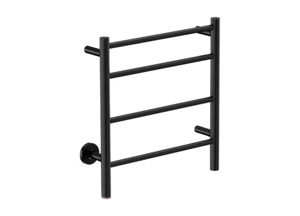Bathroom Butler Natural 4 Bar 500mm Straight Matt Black Heated Towel Rail with PTSelect Switch