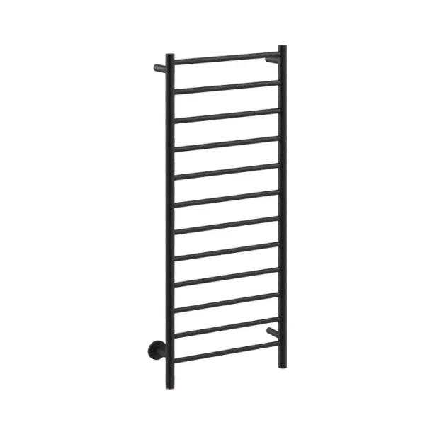 Bathroom Butler Natural 12 Bar 500mm Straight Matt Black Heated Towel Rail with PTSelect Switch