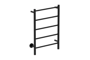 Bathroom Butler Natural 5 Bar 500mm Straight Heated Towel Rail Matt Black with PTSelect Switch