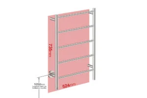 Bathroom Butler Natural 5 Bar 500mm Straight Heated Towel Rail Graphite with PTSelect Switch - Image 2