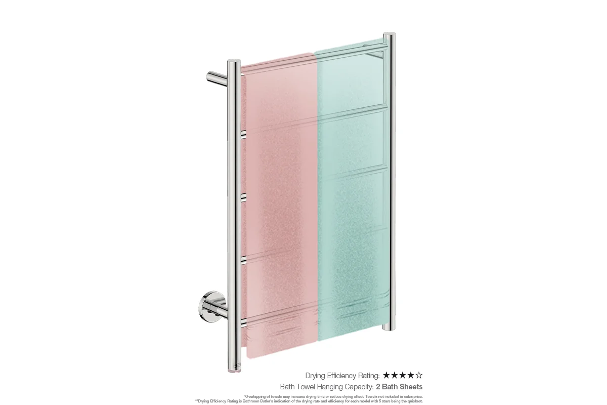 Bathroom Butler Natural 5 Bar 500mm Straight Heated Towel Rail Graphite with PTSelect Switch - Image 4