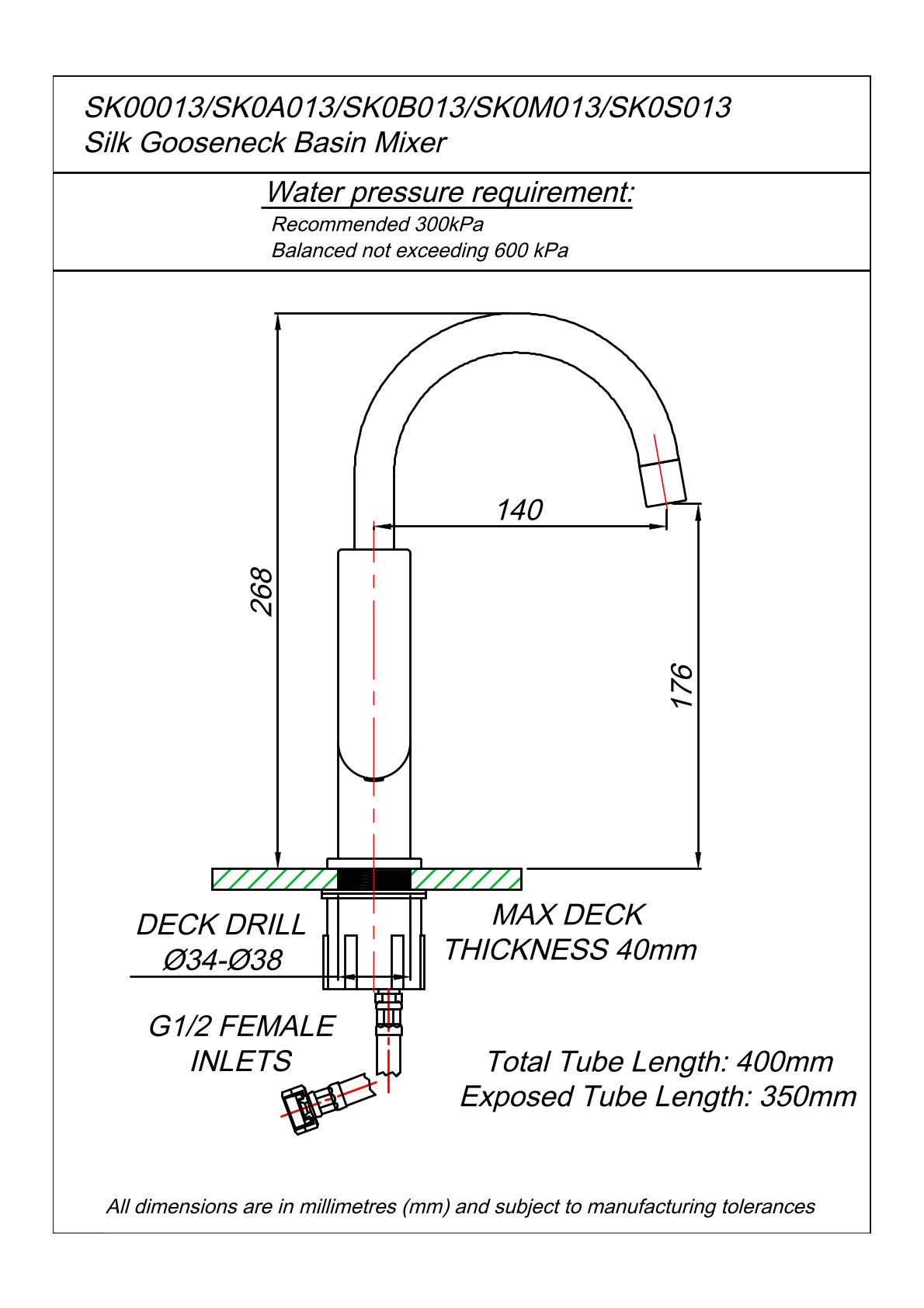 Blutide Silk Chrome Gooseneck Basin Mixer - Image 2
