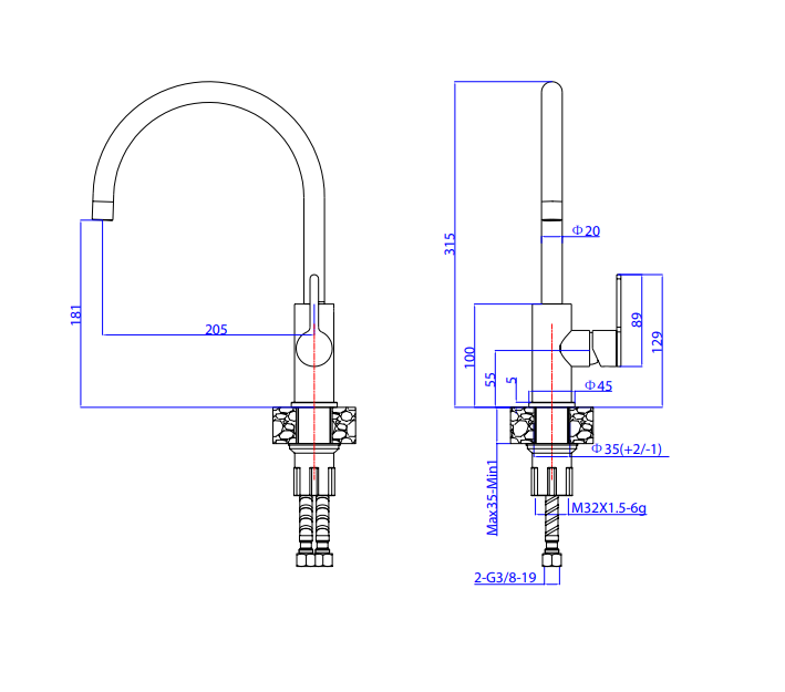 Meissen Attivo Sink Mixer Deck Type Black - Image 3
