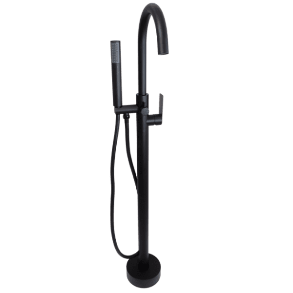 Blutide Silk Black Round  Free Standing Bath Mixer with H/S