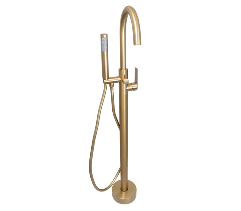 Blutide Silk Brass Round Free Standing Bath Mixer with H/S