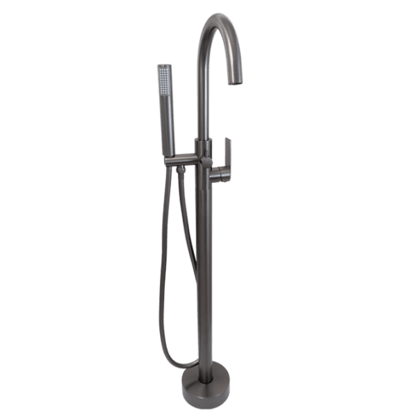 Blutide Silk Gunmetal Round  Free Standing Bath Mixer with H/S