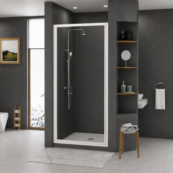 Shower Door Pivot White 1000 x 1806 - (976-1025)