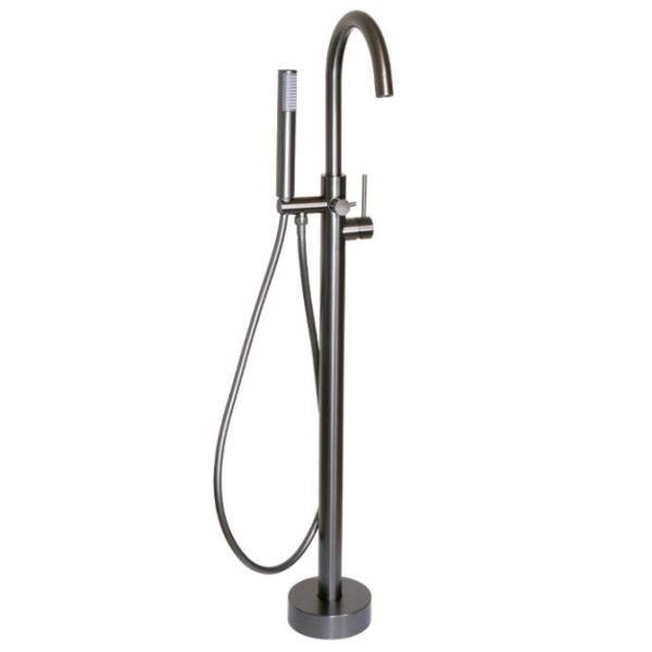Blutide Lace Gunmetal Round Free Standing Bath Mixer with H/S