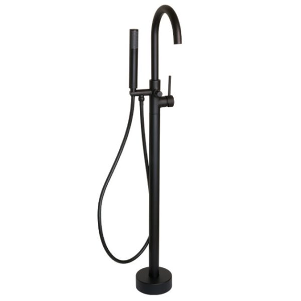 Blutide Lace Black Round Free Standing Bath Mixer with H/S