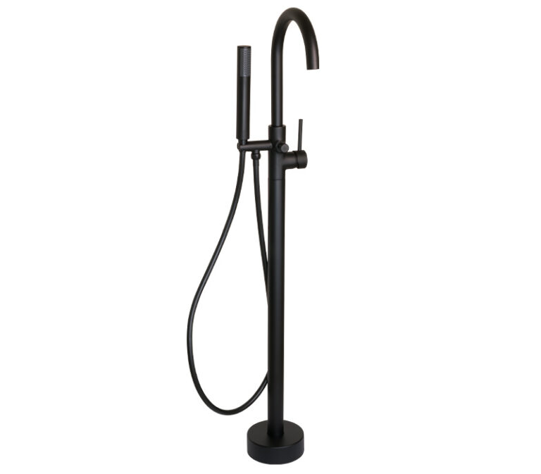 Blutide Lace Black Round Free Standing Bath Mixer with H/S