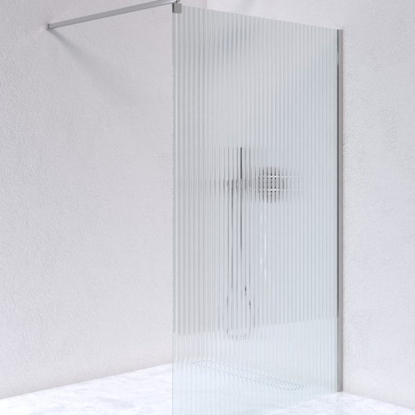 Fluted Wall Mount Shower Screen Chrome 1000 x 2000