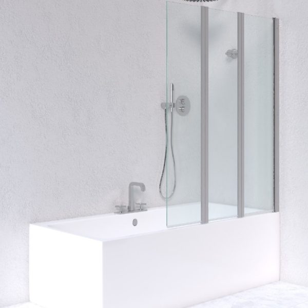 Triple Fold Bath Screen Chrome 1270x1290mm