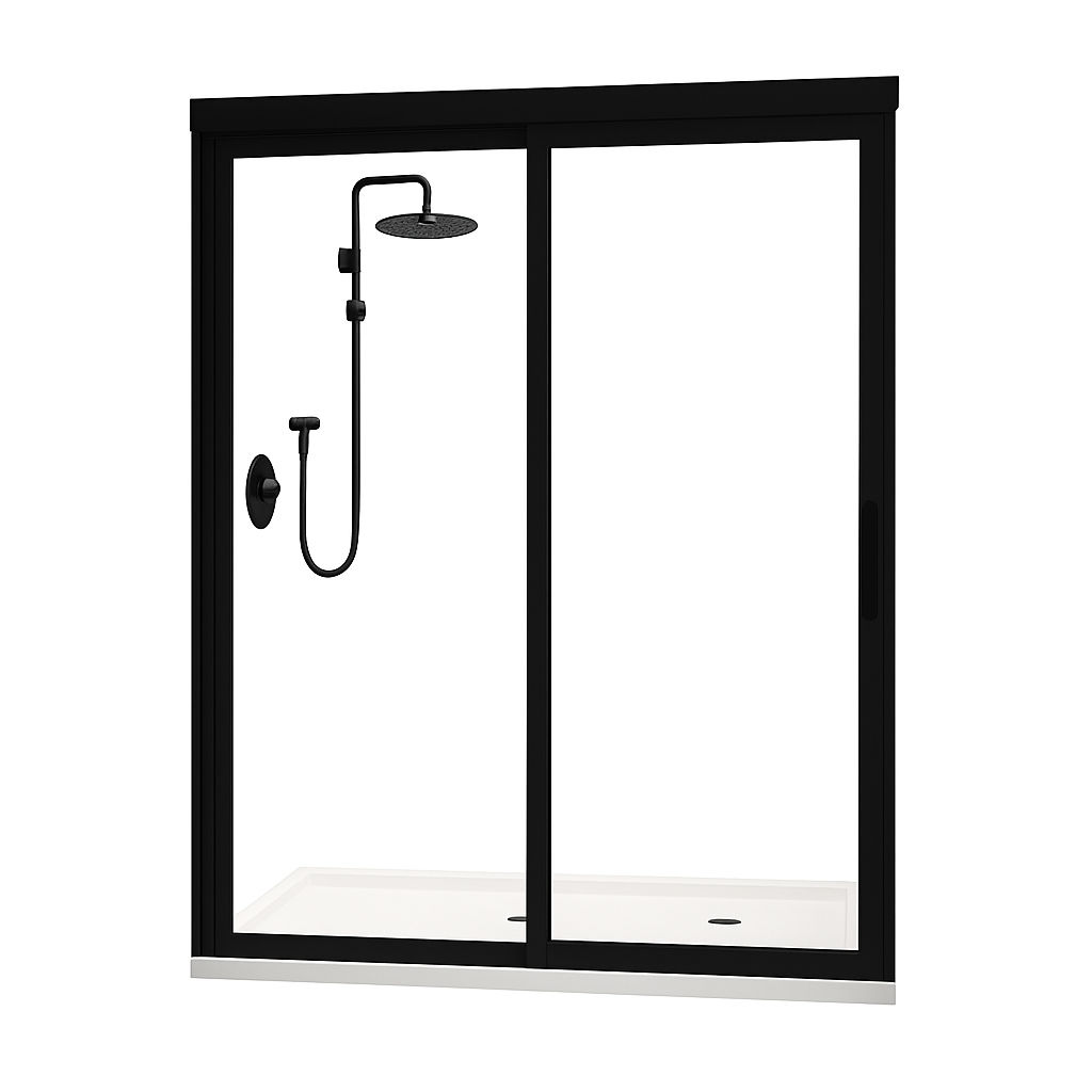 Bi-Slider Shower Door Matt Black 1100 x 1950 (1076-1131) - Image 2