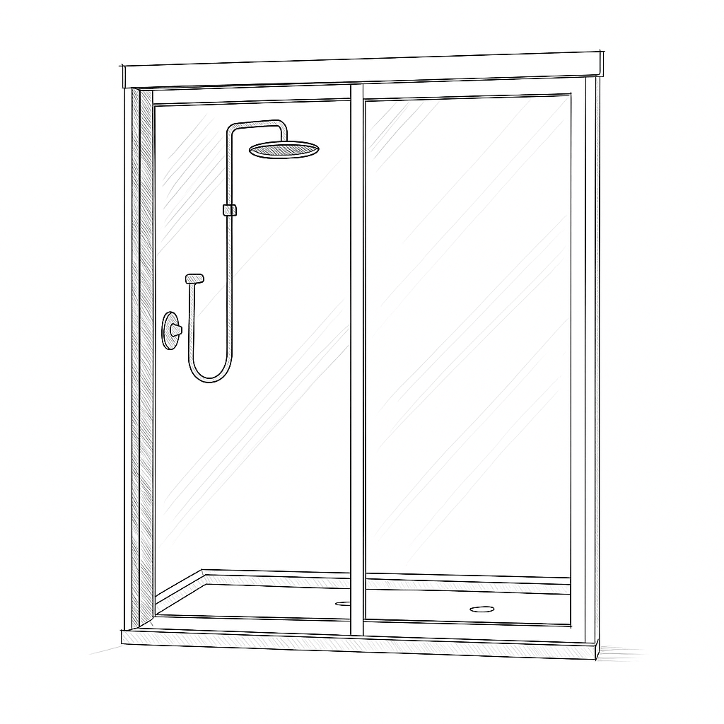 Bi-Slider Shower Door Matt Black 1100 x 1950 (1076-1131) - Image 3