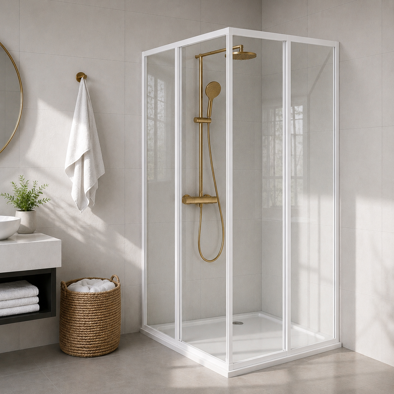 Corner Entry Shower Enclosure White 800 x 800 x 1950 (786-814)
