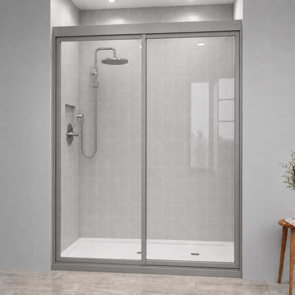 Bi-Slider Shower Door Matt Chrome1400 x 1950 (1376-1431)