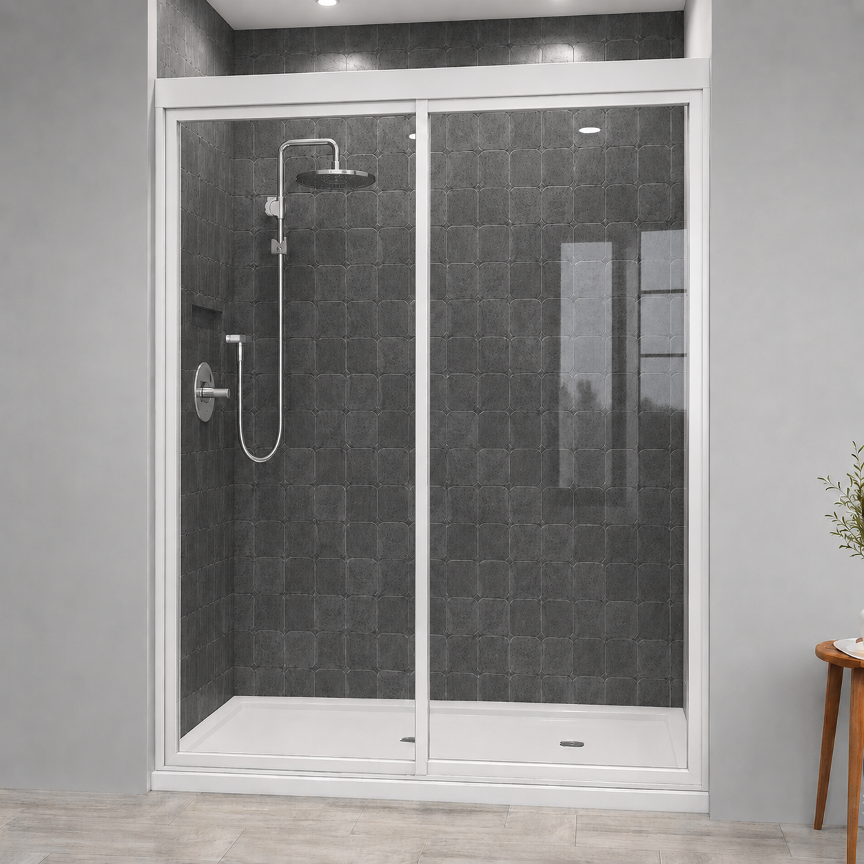 Bi-Slider Shower Door White 1400 x 1950 (1376-1431)