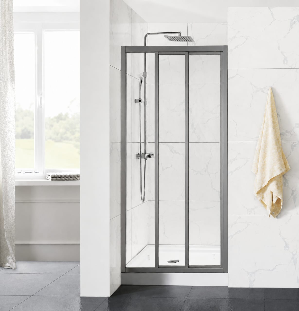Tri-Slider Shower Door Matt Chrome 950 x 2000 (926-975)